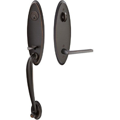 Emtek Marietta Tubular Entrance Handleset With Helios Lever in Oil Rubbed Bronze finish