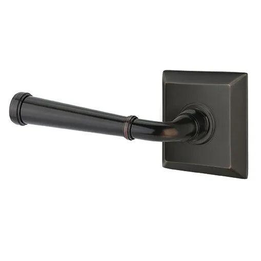 The Emtek Merrimack Lever with Quincy Rosette in Oil Rubbed Bronze finish