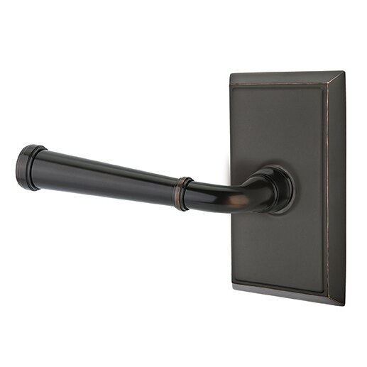 The Emtek Merrimack Lever With Rectangular Rosette in Oil Rubbed Bronze finish