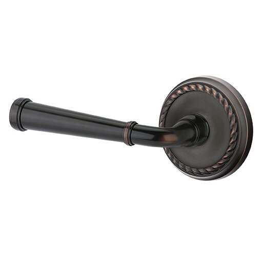 The Emtek Merrimack Lever With Rope Rosette in Oil Rubbed Bronze finish