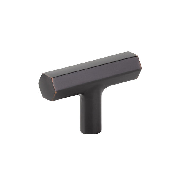 The Emtek Mod Hex T-Knob 2" in Oil Rubbed Bronze finish