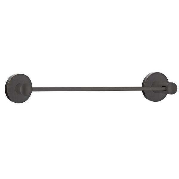 Emtek Modern Brass Towel Bar (12" Wide) With Regular Disk Rosette in Oil Rubbed Bronze finish