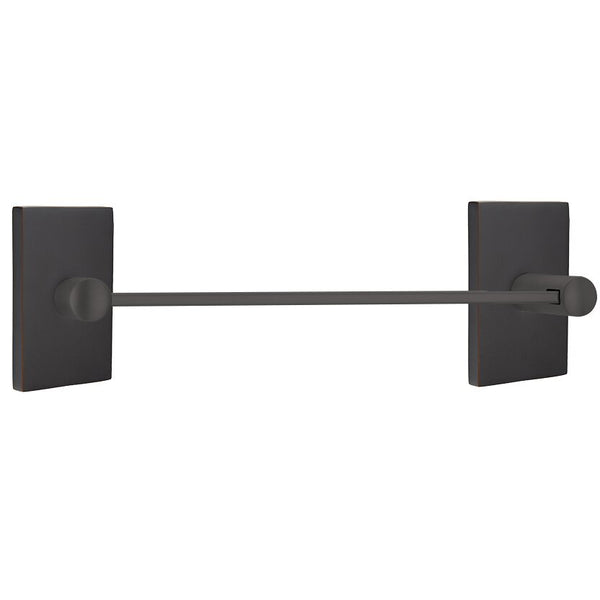 Emtek Modern Brass Towel Bar (18" Wide) With Modern Rectangular Rosette in Oil Rubbed Bronze finish