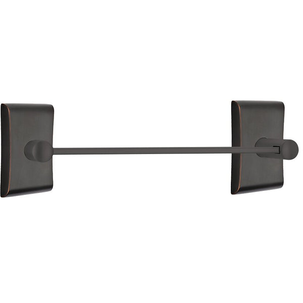 Emtek Modern Brass Towel Bar (18" Wide) With Neos Rosette in Oil Rubbed Bronze finish