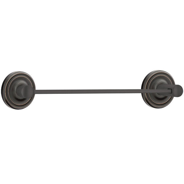 Emtek Modern Brass Towel Bar (18" Wide) With Regular Rosette in Oil Rubbed Bronze finish