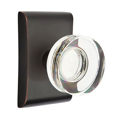 Emtek Modern Disc Crystal Knob with Neos Rosette in Oil Rubbed Bronze finish