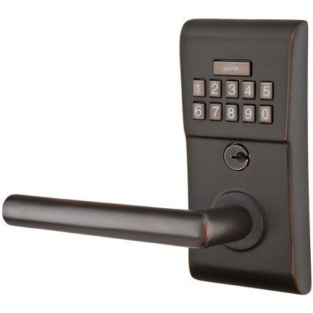 Emtek Modern Electronic Keypad Leverset with Stuttgart Lever in Oil Rubbed Bronze finish