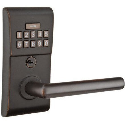 Emtek Modern Electronic Keypad Leverset with Stuttgart Lever in Oil Rubbed Bronze finish