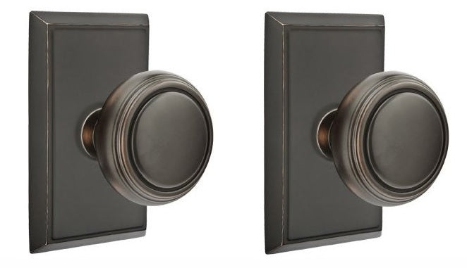 Emtek Norwich Knob with Rectangular Rosette in Oil Rubbed Bronze finish