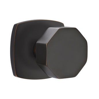 Emtek Octagon Knob with Urban Modern Rosette in Oil Rubbed Bronze finish