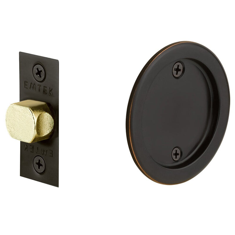 Emtek Passage Round Pocket Door Tubular Lock in Oil Rubbed Bronze finish