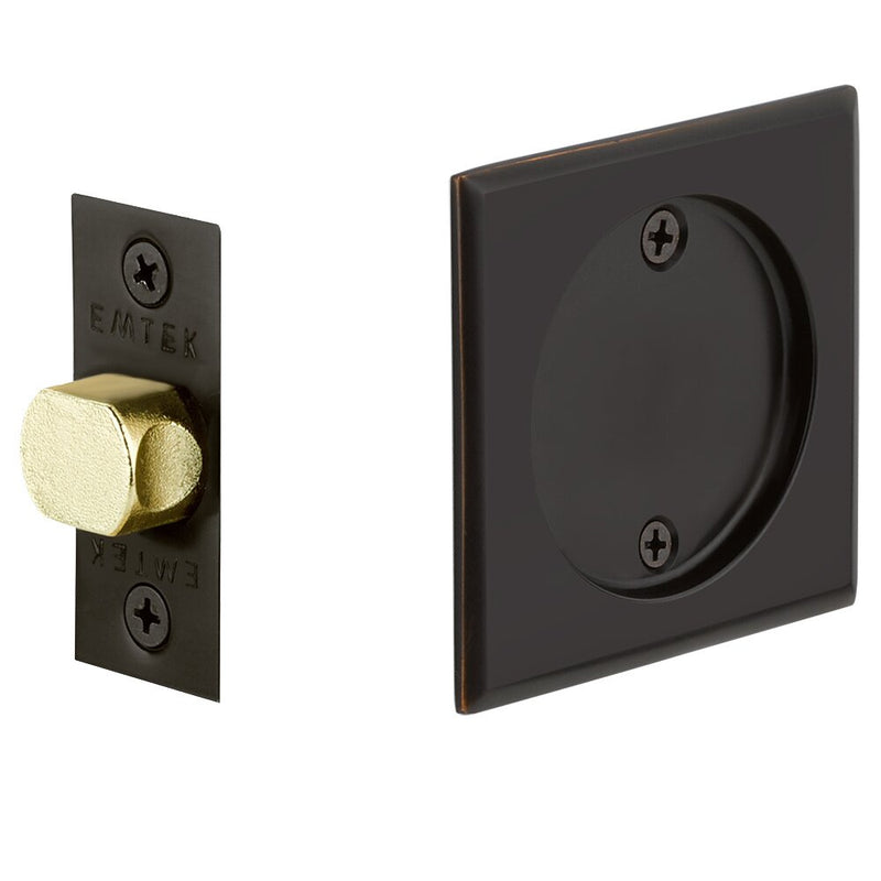 Emtek Passage Square Pocket Door Tubular Lock in Oil Rubbed Bronze finish