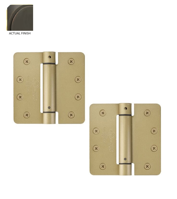 Emtek Plated Steel UL Listed Spring Hinge, 4" x 4" with 1/4" Radius Corners in Oil Rubbed Bronze finish