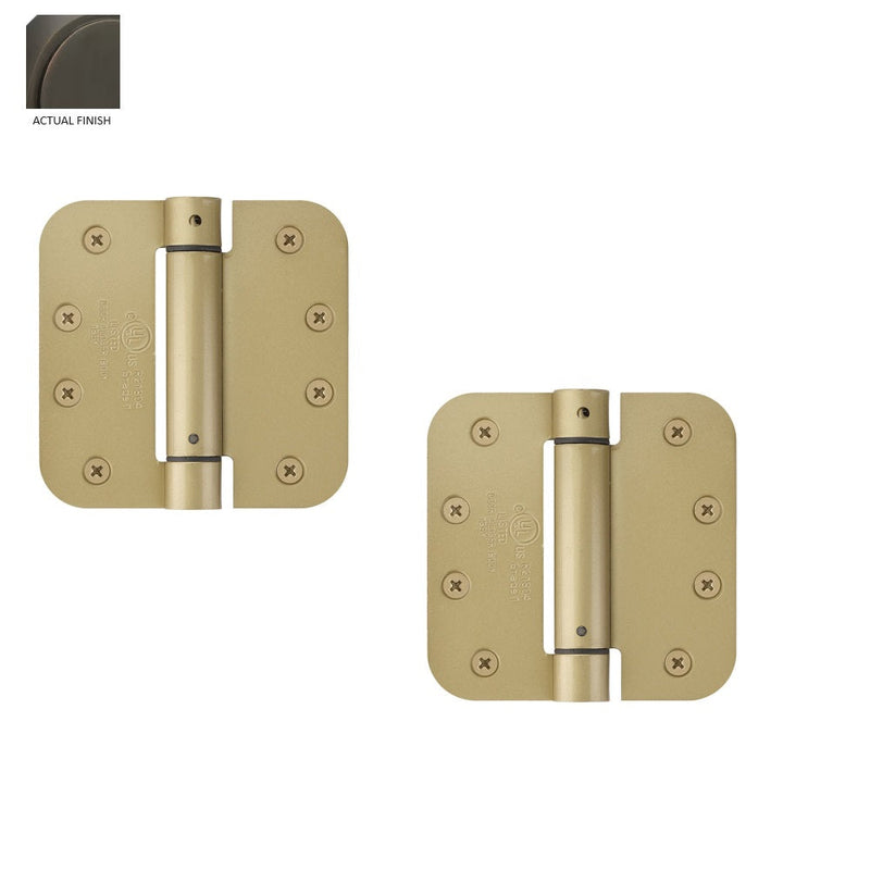 Emtek Plated Steel UL Listed Spring Hinge, 4" x 4" with 5/8" Radius Corners in Oil Rubbed Bronze finish
