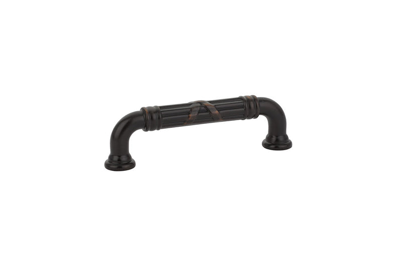 The Emtek Ribbon & Reed Estate Cabinet Pull, 3 1/2" Center to Center in Oil Rubbed Bronze finish