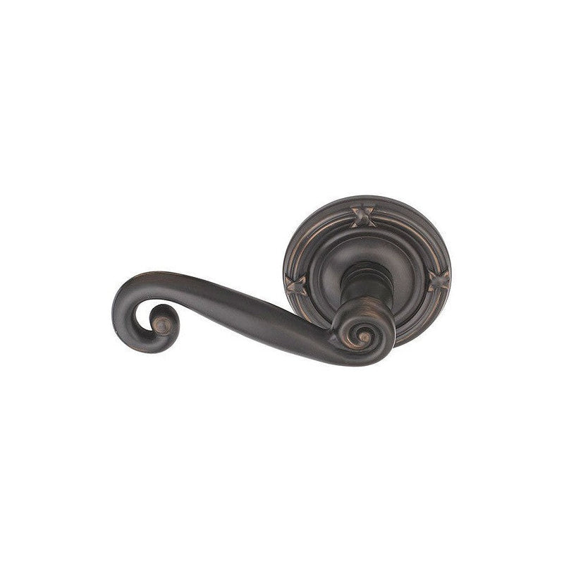 Emtek Rustic Lever With Ribbon & Reed Rosette in Oil Rubbed Bronze finish