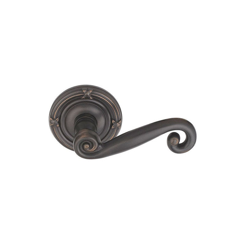 Emtek Rustic Lever With Ribbon & Reed Rosette in Oil Rubbed Bronze finish