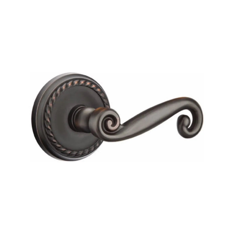 Emtek Rustic Lever With Rope Rosette in Oil Rubbed Bronze finish