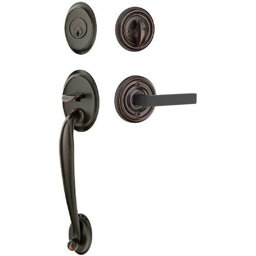 Emtek Saratoga Tubular Entrance Handleset With Dumont Lever in Oil Rubbed Bronze finish