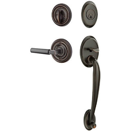 Emtek Saratoga Tubular Entrance Handleset With Hercules Lever in Oil Rubbed Bronze finish