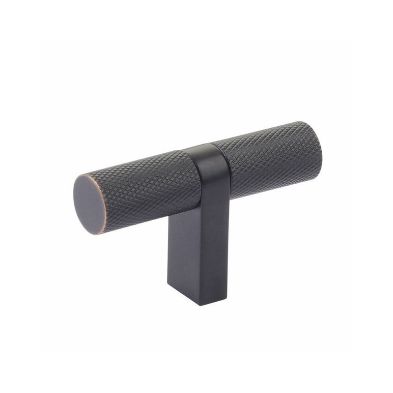 The Emtek Select Bar Knurled Cabinet T-Knob, 2 1/4" in Oil Rubbed Bronze finish