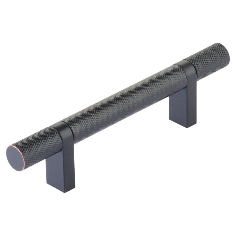 The Emtek Select Knurled Cabinet Bar Pull, 3 1/2" C-to-C in Oil Rubbed Bronze finish