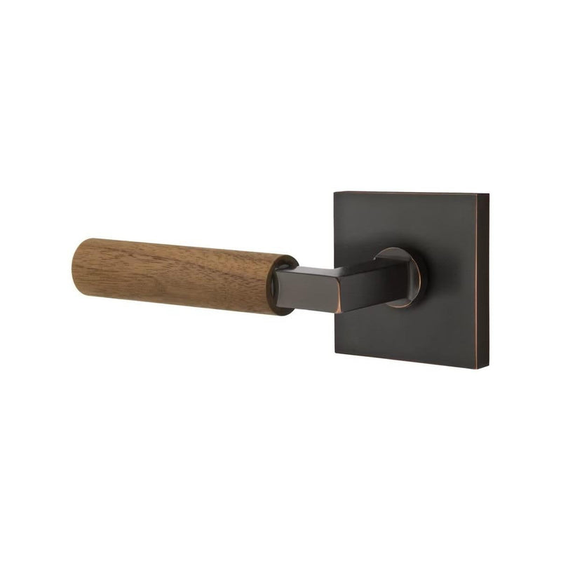 Emtek Select L-Square Dark Walnut Lever with Square Rosette in Oil Rubbed Bronze finish