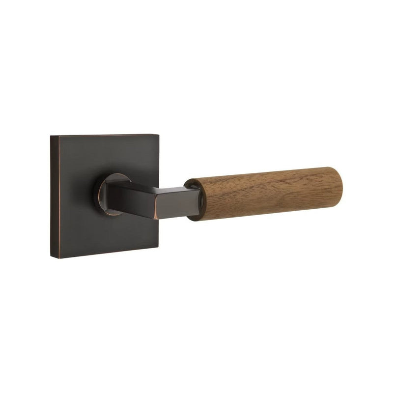 Emtek Select L-Square Dark Walnut Lever with Square Rosette in Oil Rubbed Bronze finish