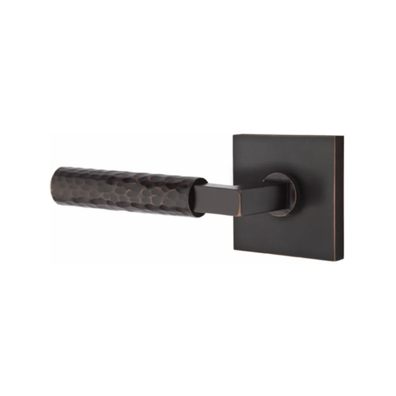 Emtek Select L-Square Hammered Lever with Square Rosette in Oil Rubbed Bronze finish