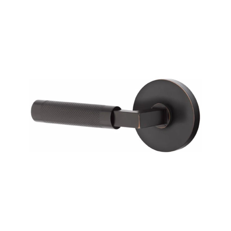 Emtek Select L-Square Knurled Lever with Disk Rosette in Oil Rubbed Bronze finish