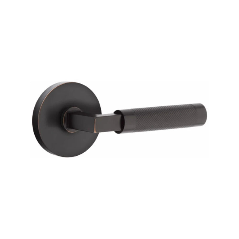 Emtek Select L-Square Knurled Lever with Disk Rosette in Oil Rubbed Bronze finish