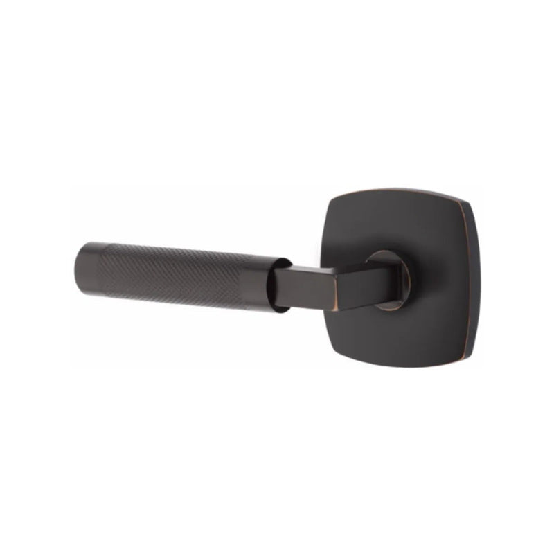 Emtek Select L-Square Knurled Lever with Urban Modern Rosette in Oil Rubbed Bronze finish