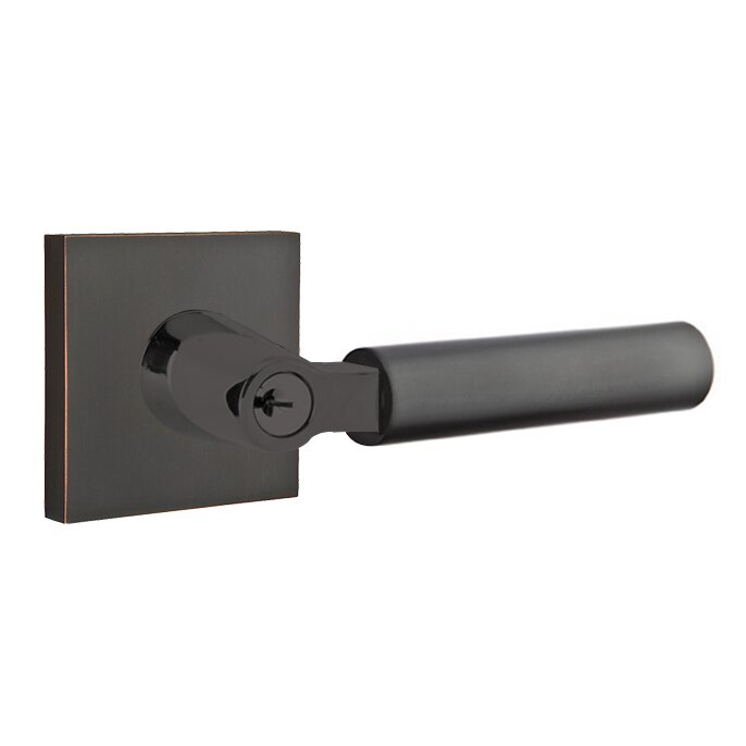 Emtek Select L-Square Smooth Key in Lever with Square Rosette in Oil Rubbed Bronze finish