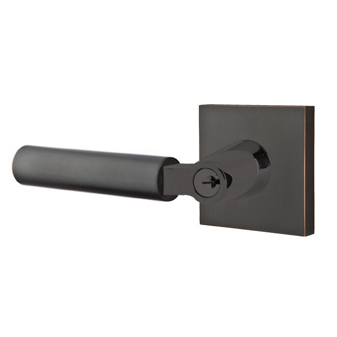 Emtek Select L-Square Smooth Key in Lever with Square Rosette in Oil Rubbed Bronze finish