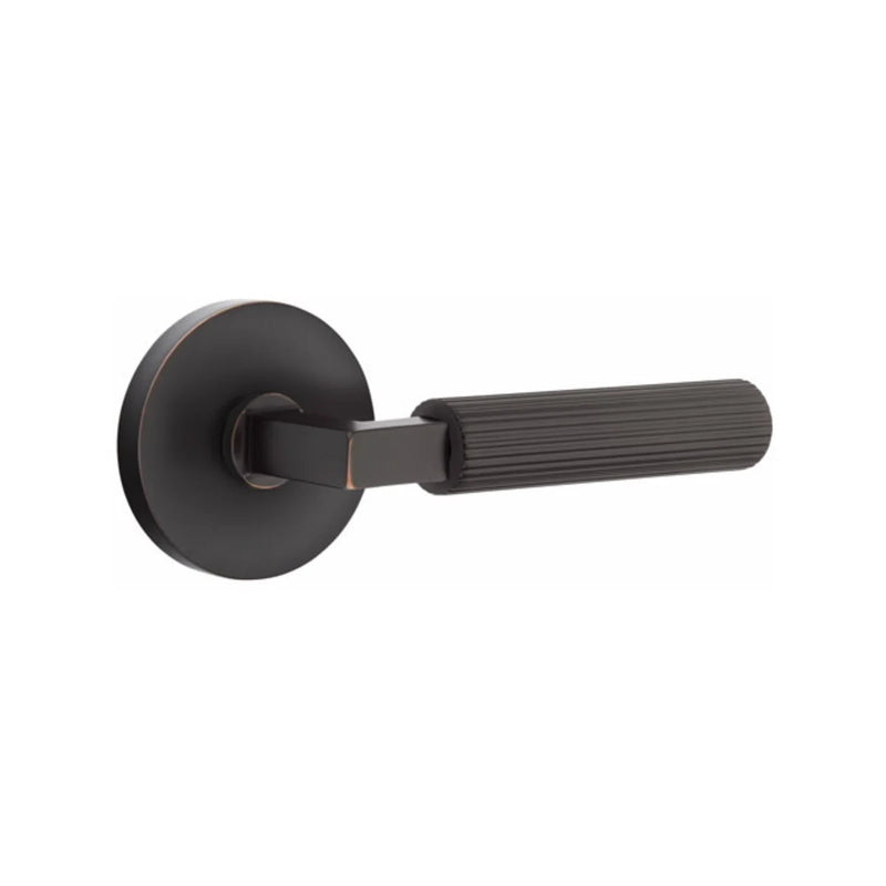 Emtek Select L-Square Straight Knurled Lever with Disk Rosette in Oil Rubbed Bronze finish