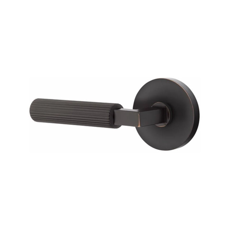 Emtek Select L-Square Straight Knurled Lever with Disk Rosette in Oil Rubbed Bronze finish