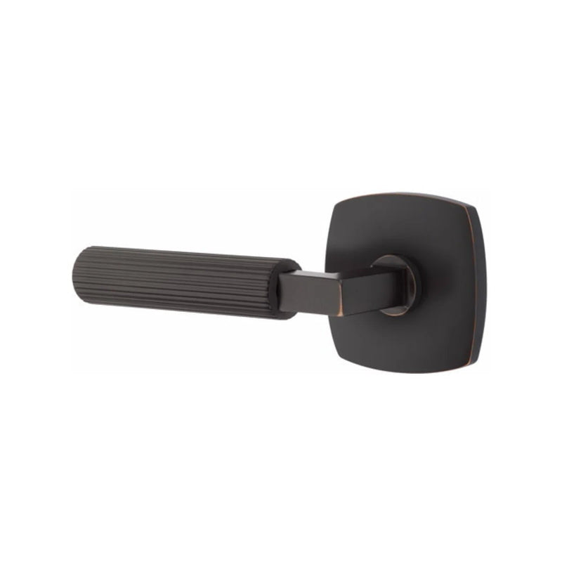 Emtek Select L-Square Straight Knurled Lever with Urban Modern Rosette in Oil Rubbed Bronze finish