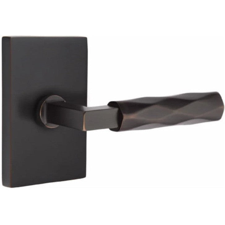 Emtek Select L-Square Tribeca Lever with Modern Rectangular Rosette in Oil Rubbed Bronze finish