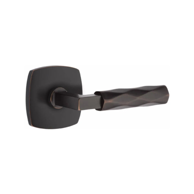 Emtek Select L-Square Tribeca Lever with Urban Modern Rosette in Oil Rubbed Bronze finish