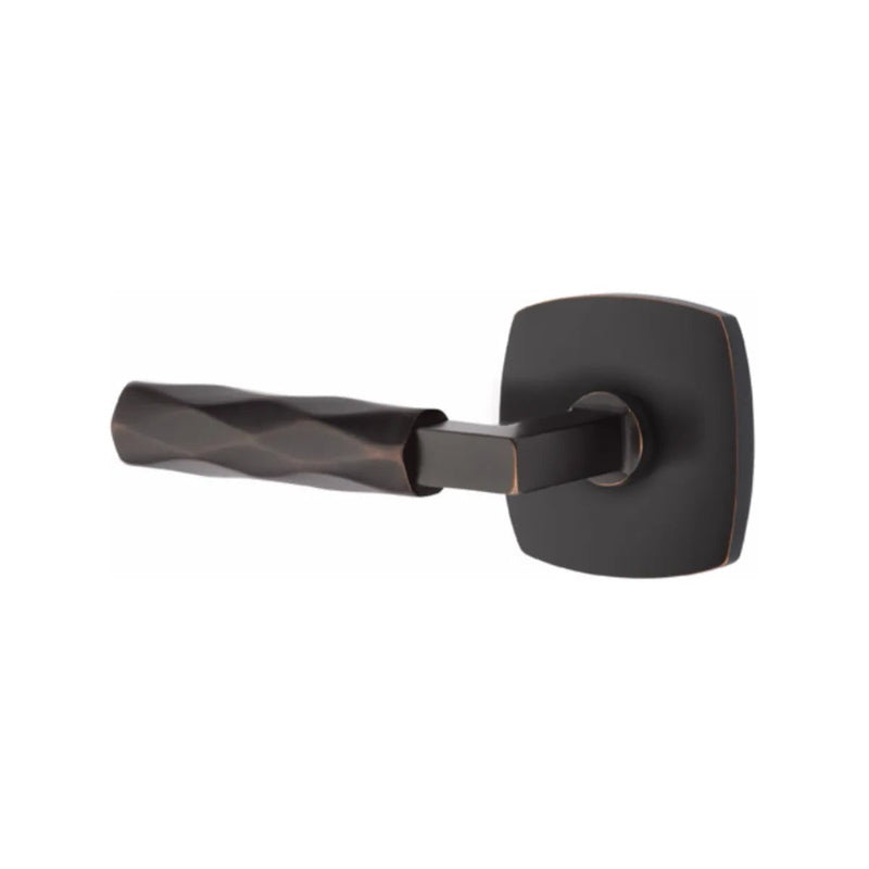 Emtek Select L-Square Tribeca Lever with Urban Modern Rosette in Oil Rubbed Bronze finish