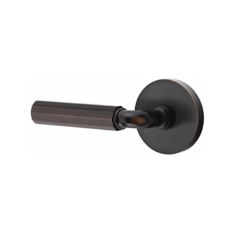 Emtek Select R-Bar Faceted Lever with Disk Rosette in Oil Rubbed Bronze finish