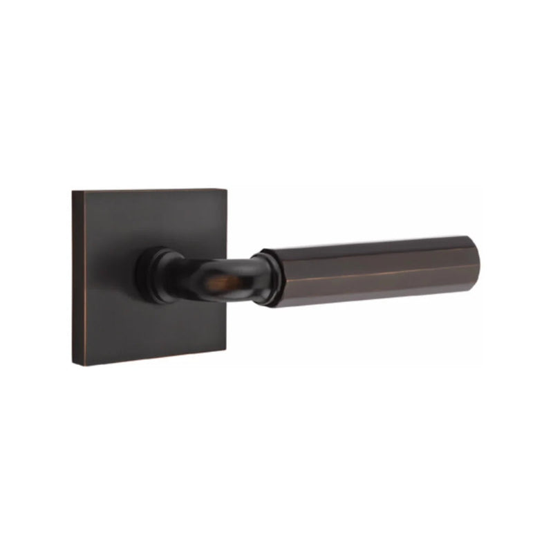 Emtek Select R-Bar Faceted Lever with Square Rosette in Oil Rubbed Bronze finish