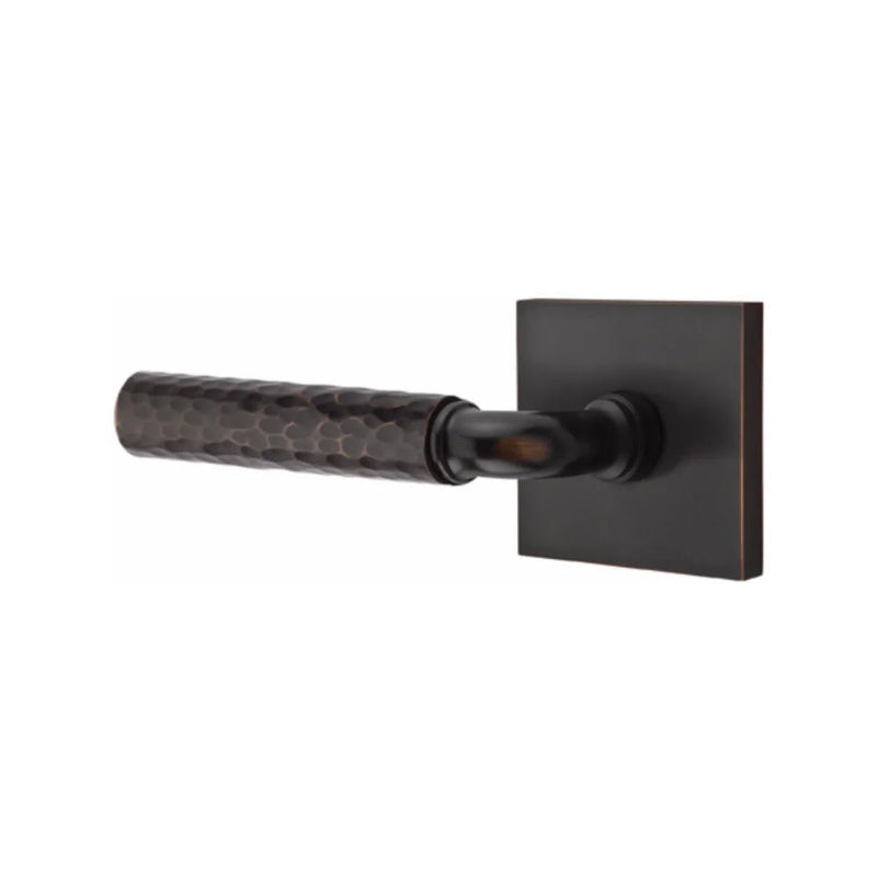 Emtek Select R-Bar Hammered Lever with Square Rosette in Oil Rubbed Bronze finish