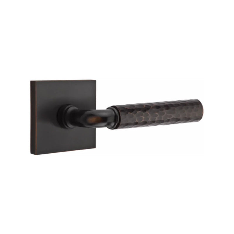 Emtek Select R-Bar Hammered Lever with Square Rosette in Oil Rubbed Bronze finish