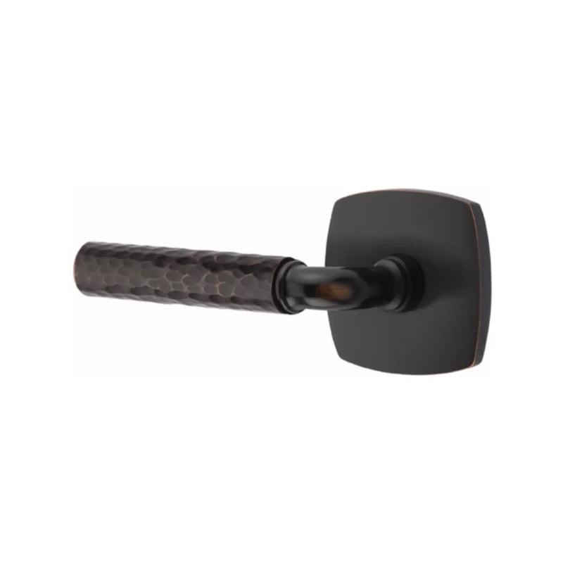 Emtek Select R-Bar Hammered Lever with Urban Modern Rosette in Oil Rubbed Bronze finish