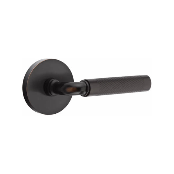 Emtek Select R-Bar Knurled Lever with Disk Rosette in Oil Rubbed Bronze finish