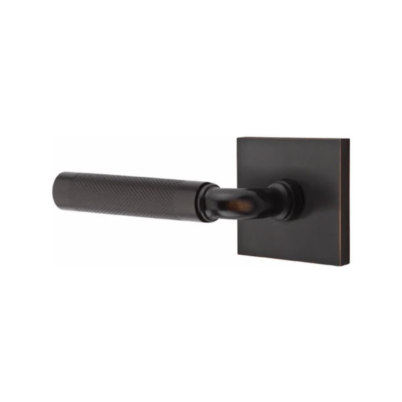 Emtek Select R-Bar Knurled Lever with Square Rosette in Oil Rubbed Bronze finish