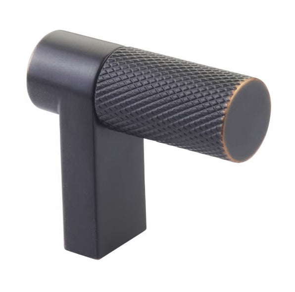 The Emtek Select Rectangular Knurled Cabinet Finger Pull 1 1/2" in Oil Rubbed Bronze finish