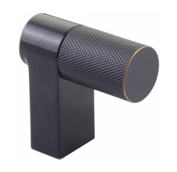 The Emtek Select Rectangular Knurled Cabinet Finger Pull 2" in Oil Rubbed Bronze finish