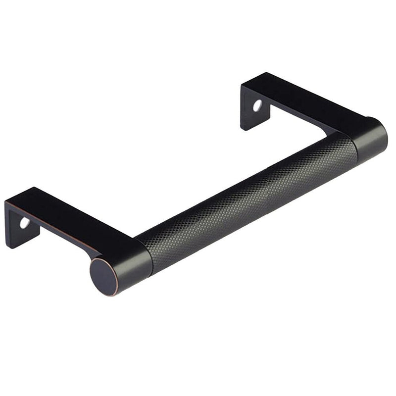 The Emtek Select Round Knurled Cabinet Edge Pull in Oil Rubbed Bronze finish